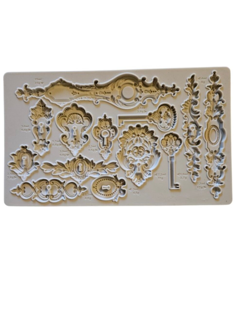 Beautiful Ornate Silicone Mold- Antique Key & Scroll Designs